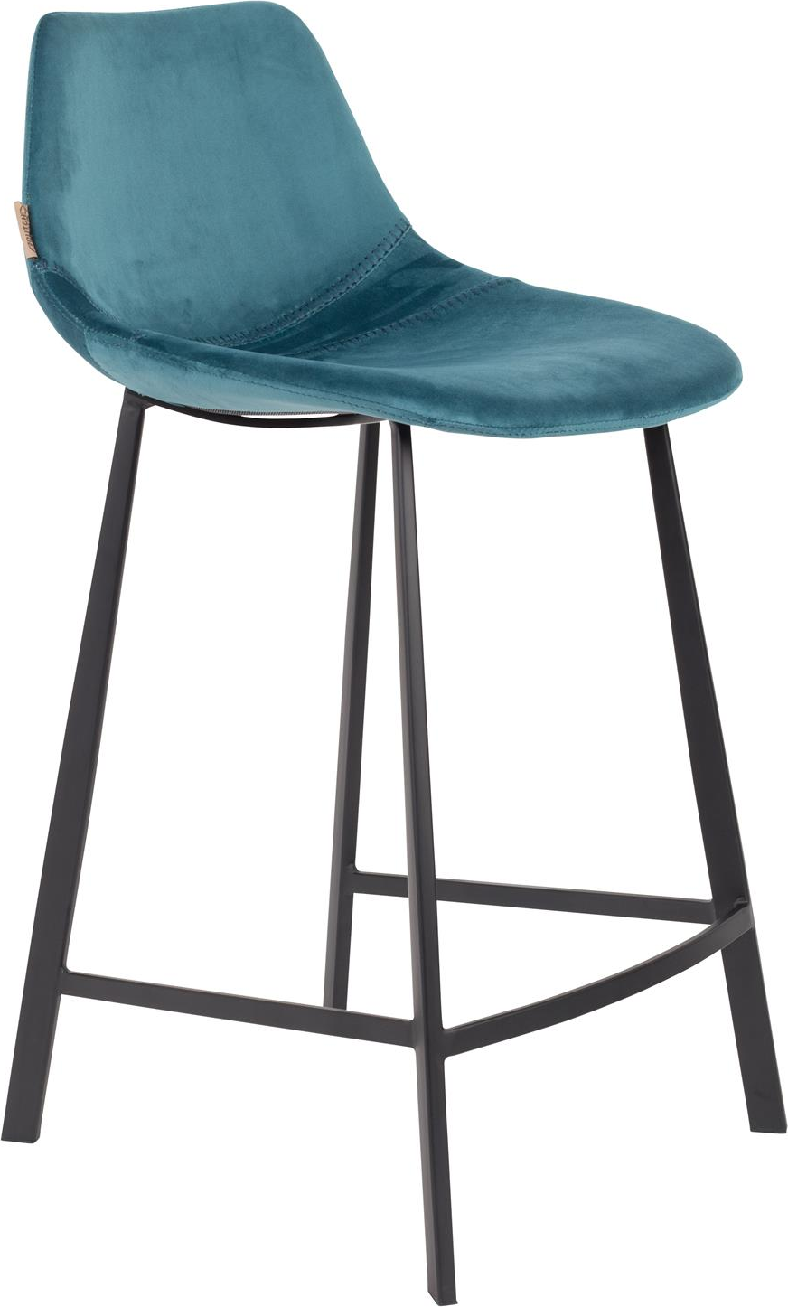 Barstol Dutchbone Franky blå polstret polyester stålramme 91x45x52 cm