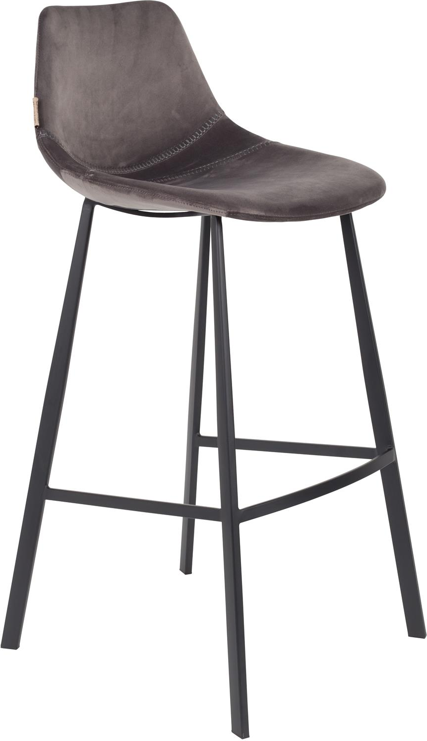 Barstol Dutchbone Franky askegrå polstret polyester med sort stålstel H106 B50 cm
