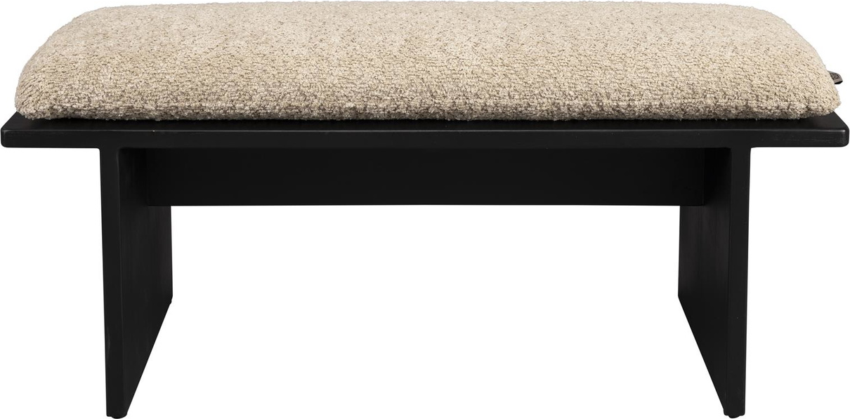 Entrébænk Dutchbone Shiho antracit gummitræ med polstret bouclé-sæde 85x35x38 cm