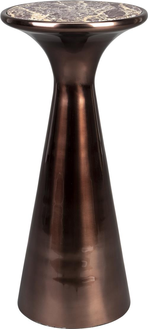 Sidebord Dutchbone Mount antracit aluminium med brun marmor Ø25 x H55 cm