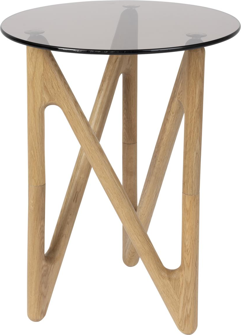 Sidebord / småbord Dutchbone Naia Ø40ÃH50 cm glas & egetræ mørk sand
