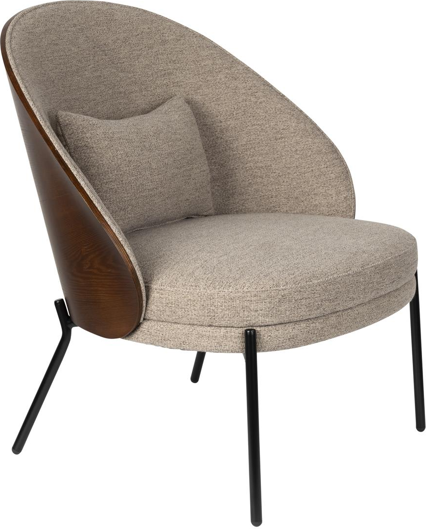 Loungestol Dutchbone Rodin stengrå polyesterstof asketræ- og metalramme H82ÃB77,5ÃL72 cm