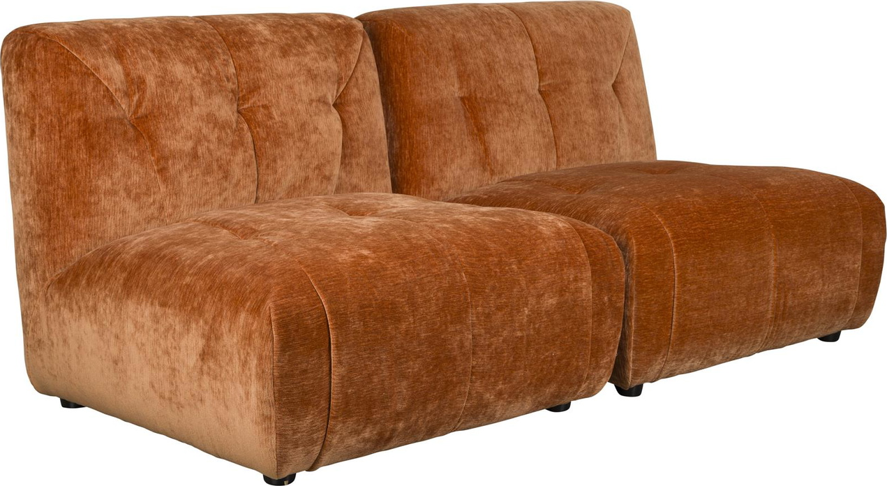 2-personers sofa Dutchbone Giada kastanjebrun  -  polstret polyester med skum, H76xB184xD91 cm