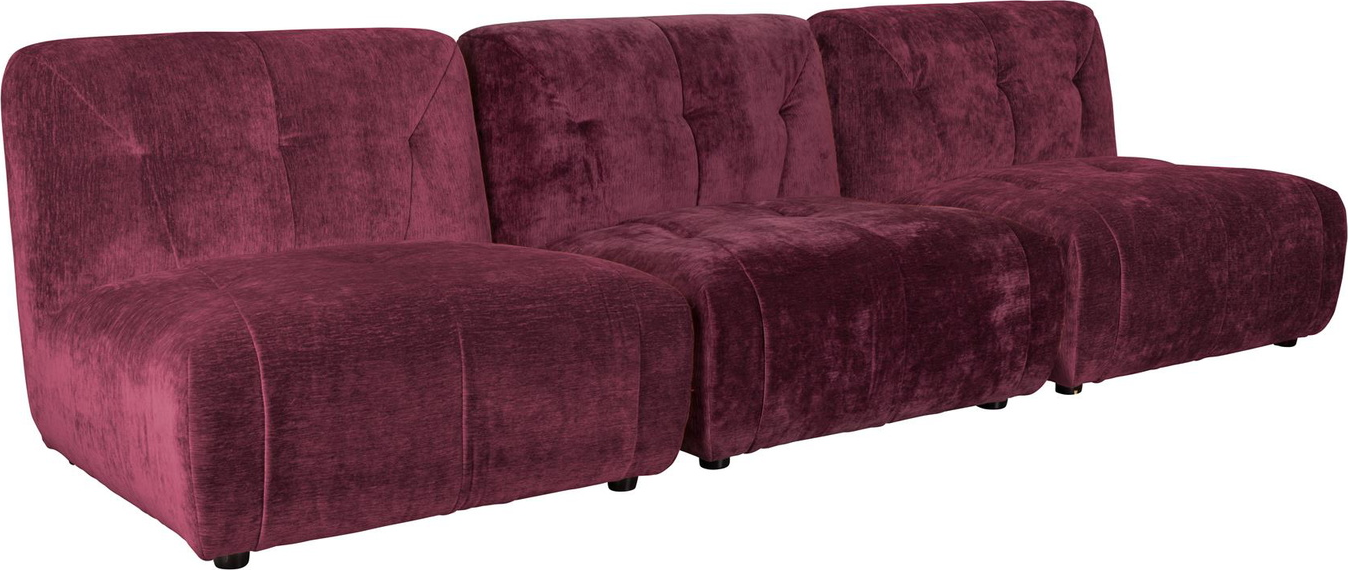3-personers sofa Dutchbone Giada aubergine polstret polyester retro-look 276x91x76 cm