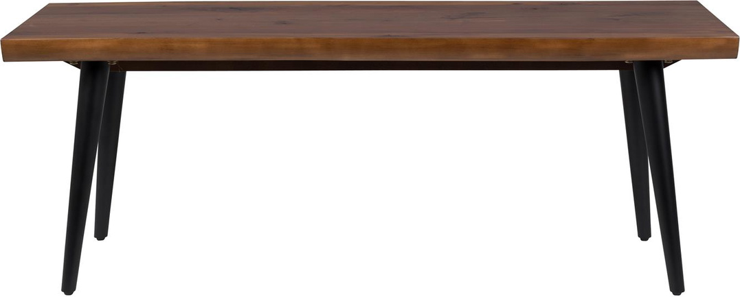 Entrébænk Dutchbone Alagon i kaffe-brun MDF med sorte stålben, 120Ã40Ã45 cm