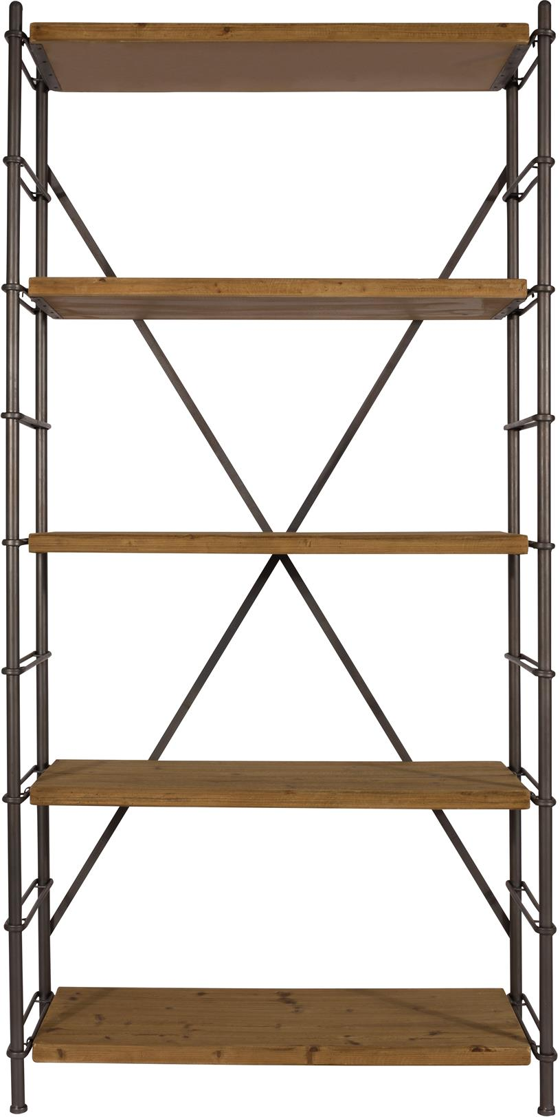 Opbevaringsreol Dutchbone Iron mudderbrun grantræ og jern 200x100x42 cm