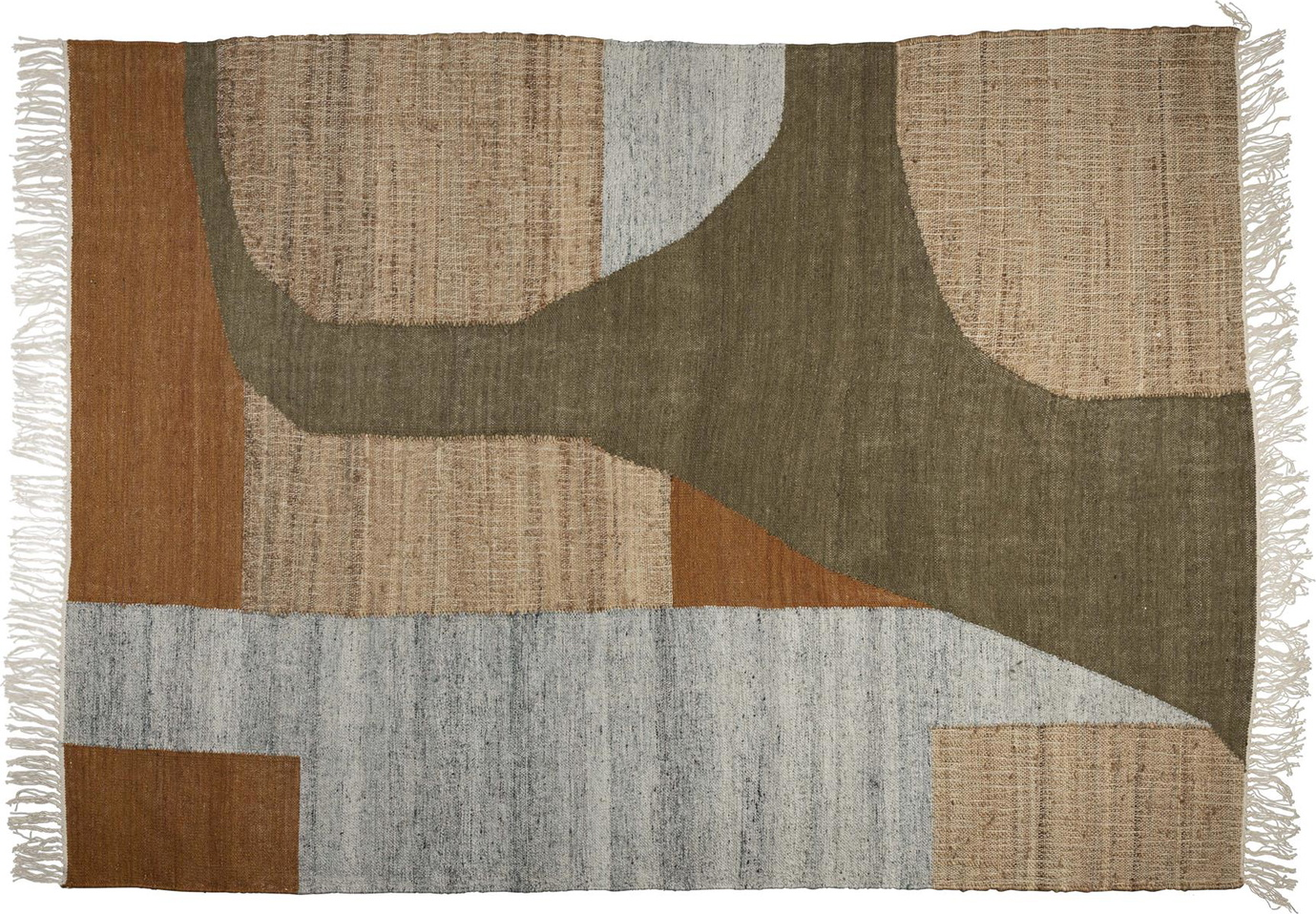 Gulvtæppe Dutchbone Pavilion brungrå 160 x 230 cm håndlavet jute-uld-bomuld
