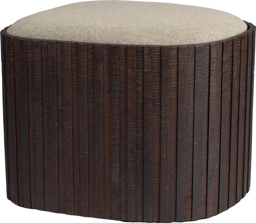 Opbevaringsboks/bænk Dutchbone Bay genanvendt teak, polstret sæde antracit, ribbet design