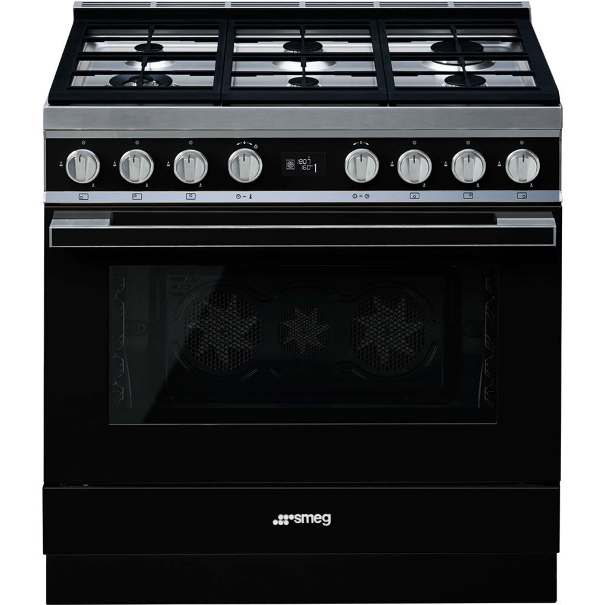 Smeg CPF9GPBL Portofino gaskomfur, sort