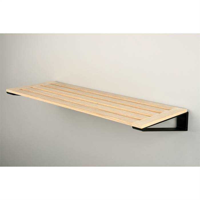 Knax hylde 6 skohylde - 60 cm - Sortbejdset eg - Sorte hyldebærere  : Erling Christensen Møbler