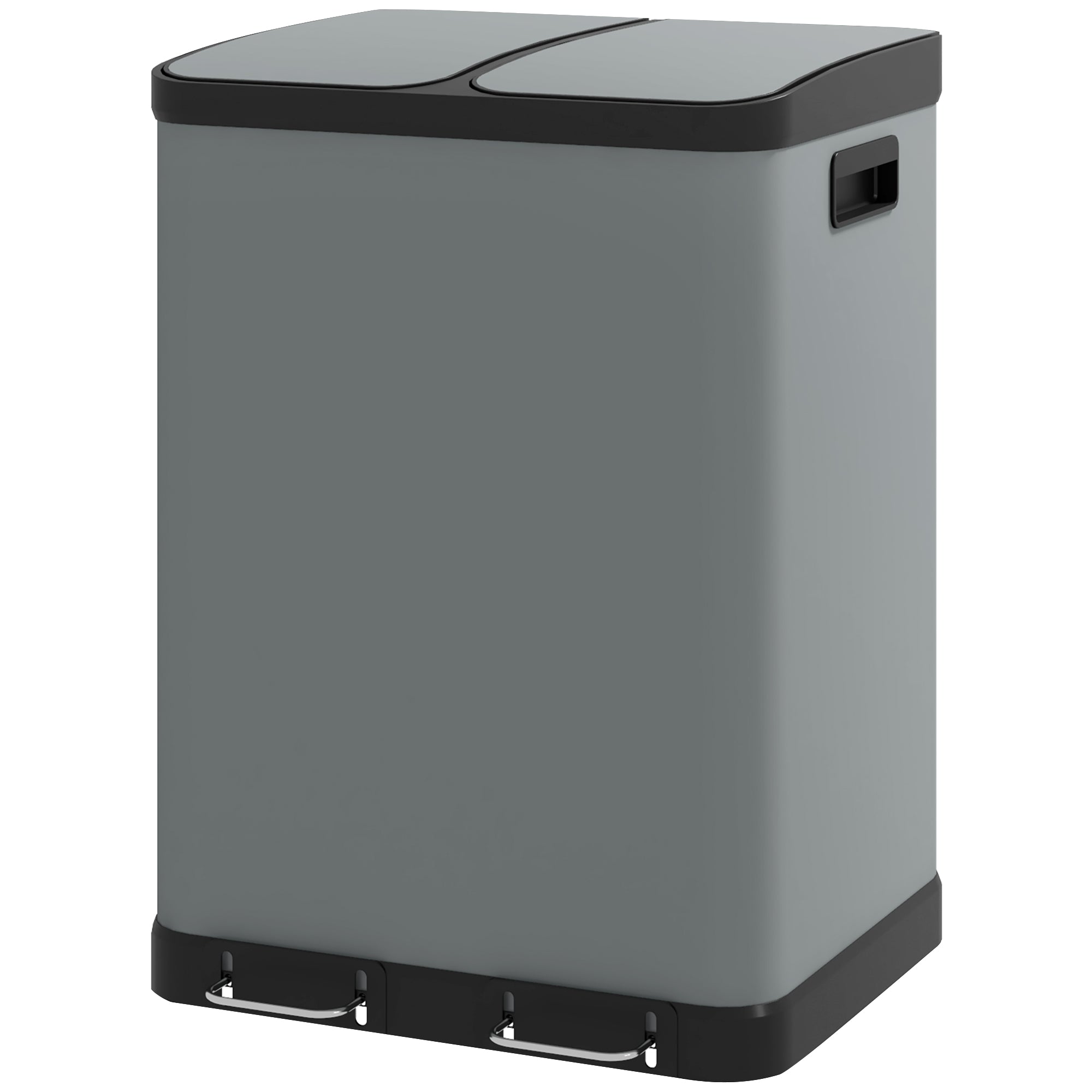 Dobbeltspand, 2 x 30 l, fingeraftryksresistent, pedal, aftagelig inderspand, grå