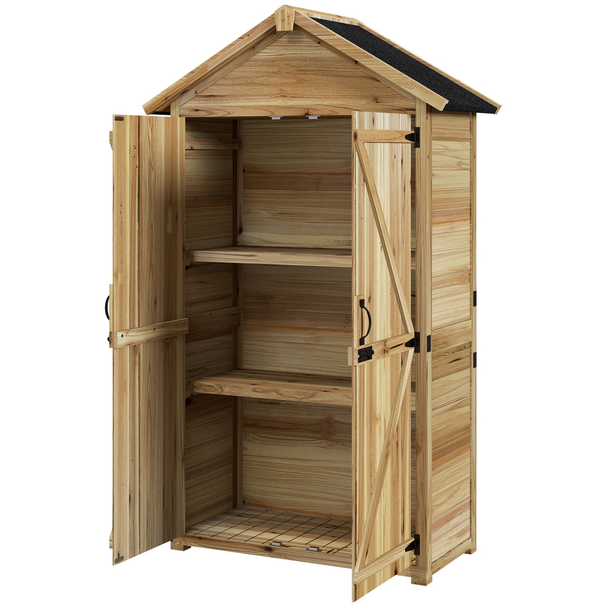 Garden house haveskur haveskab, vejrbestandigt, vintage design, 102 cm x 54 cm x 177 cm, naturlig