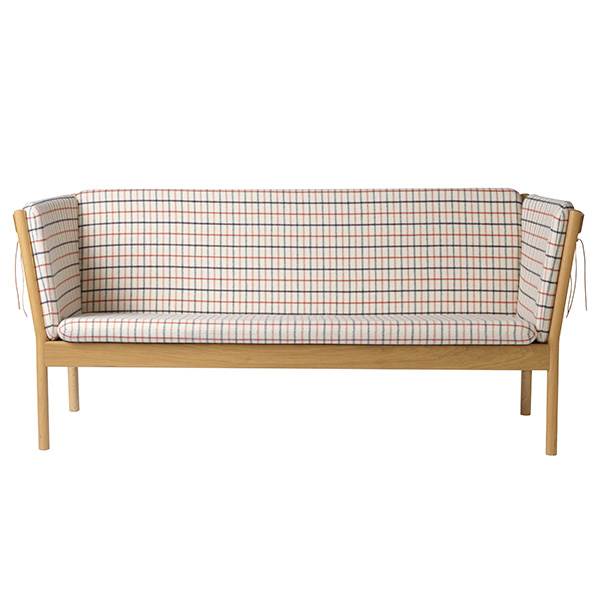 FDB Møbler A/S FDB Møbler J149 - 3 pers. sofa - Lakeret eg - Rødternet Hestedækken : Erling Christensen Møbler  : Erling Christensen Møbler