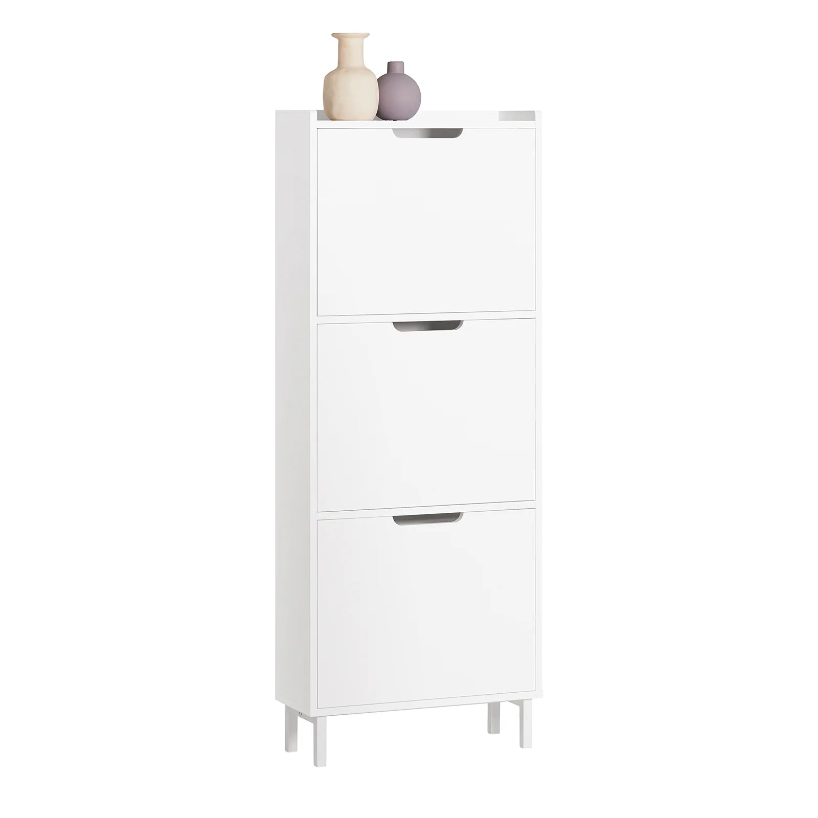 Minimalistisk skoskab i skandi-stil, 50 x 19 x 129 cm, hvid