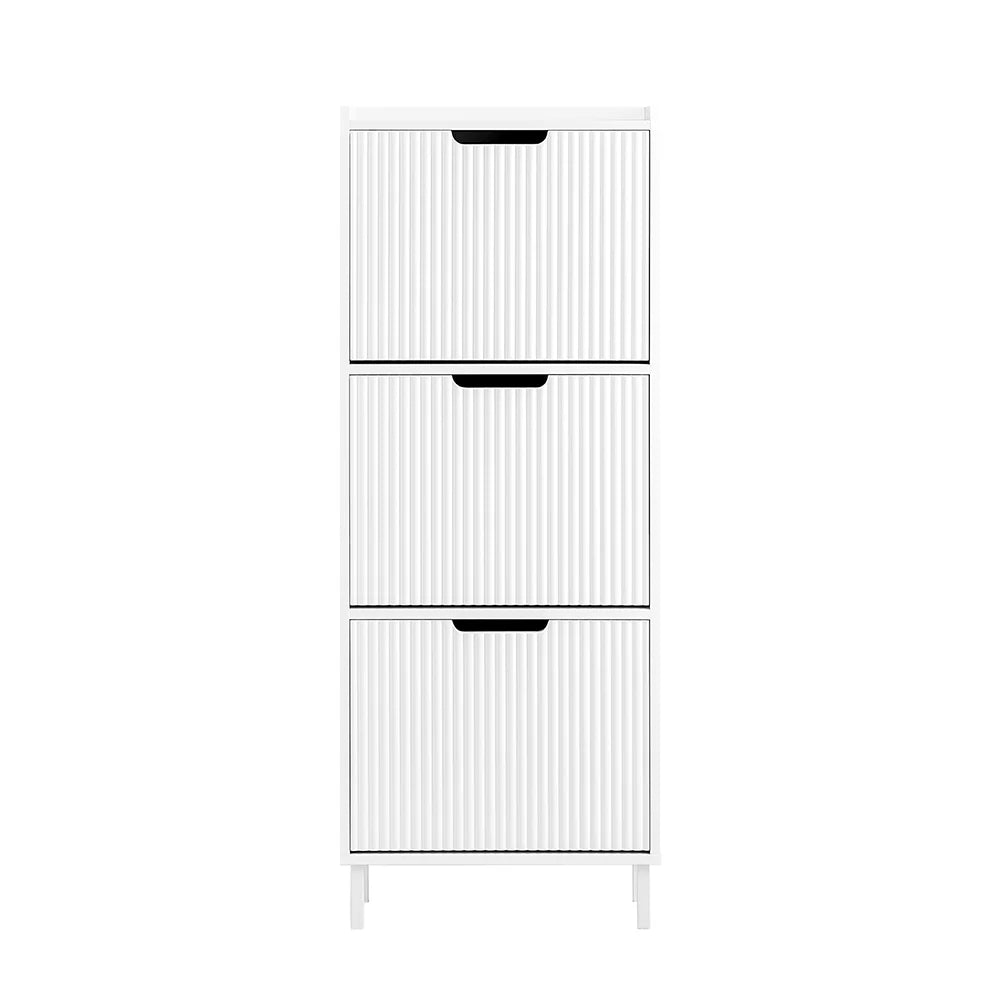 Pladsbesparende skoskab i skandi-stil, 50x19x130 cm, hvid