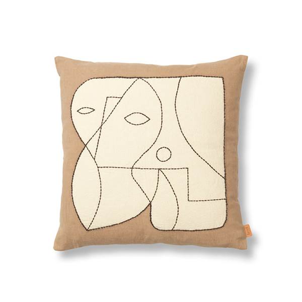Ferm Living Figure cushion - Dark taupe/Off white  : Erling Christensen Møbler