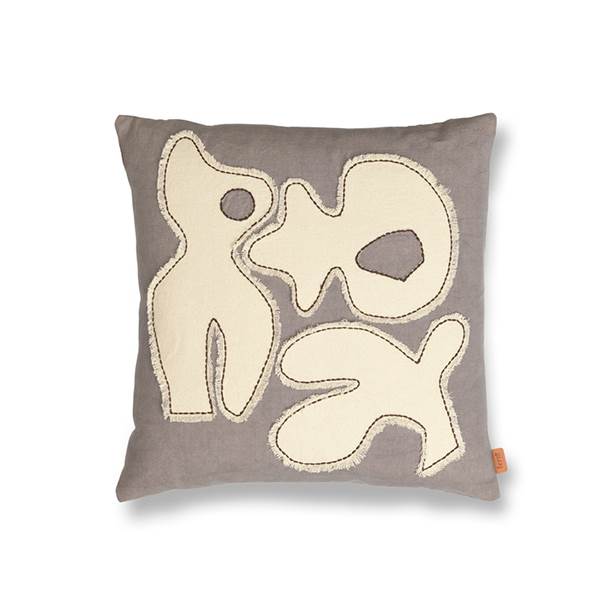 Ferm Living Figure cushion - Grey blue/Off white  : Erling Christensen Møbler