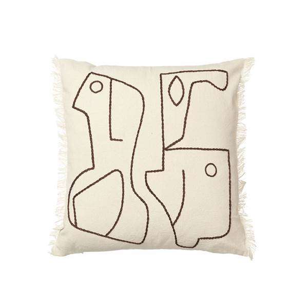 Ferm Living Figure cushion - Off white/Coffee  : Erling Christensen Møbler