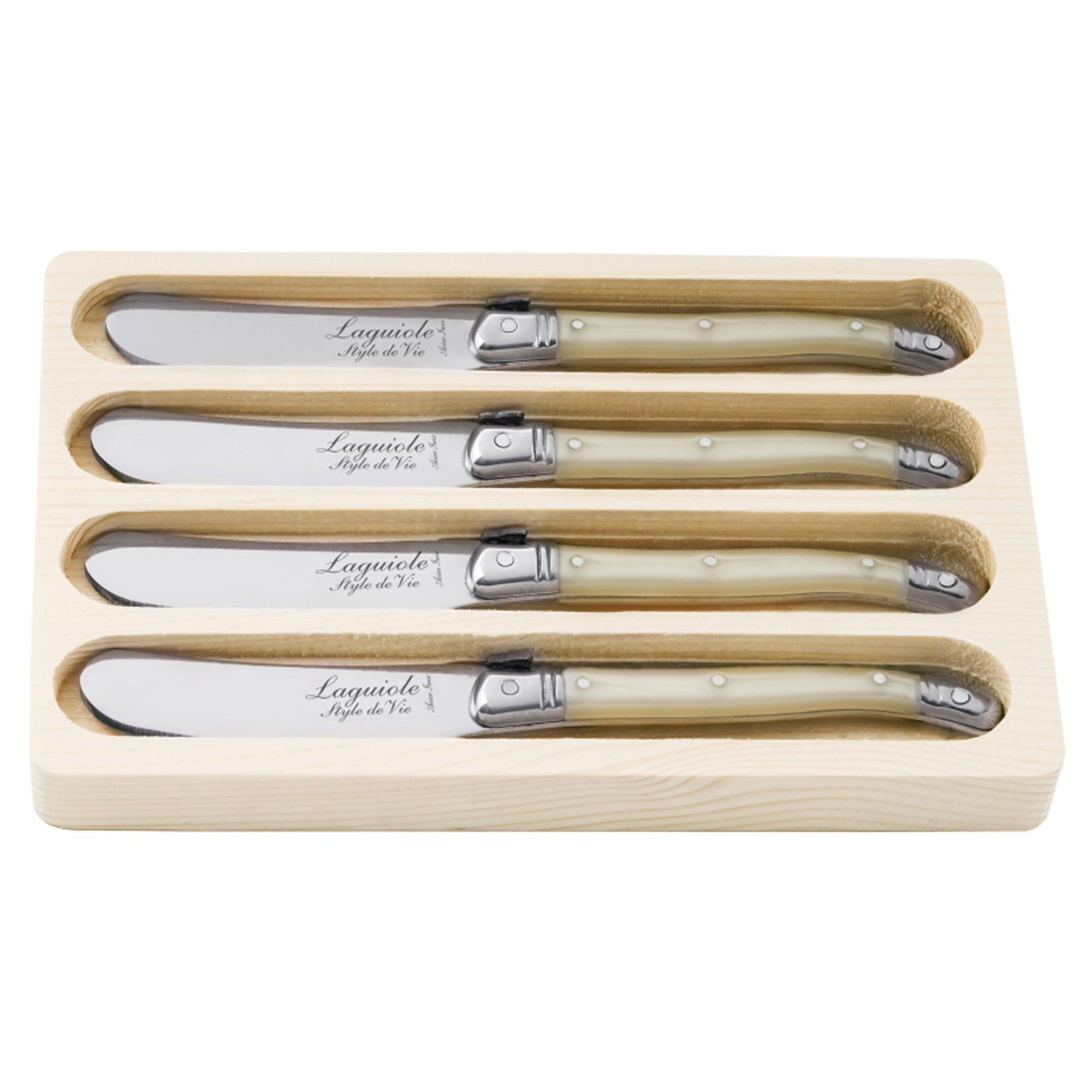 Laguiole style de vie Laguiole Premium Line smørkniv 4-pak, perle