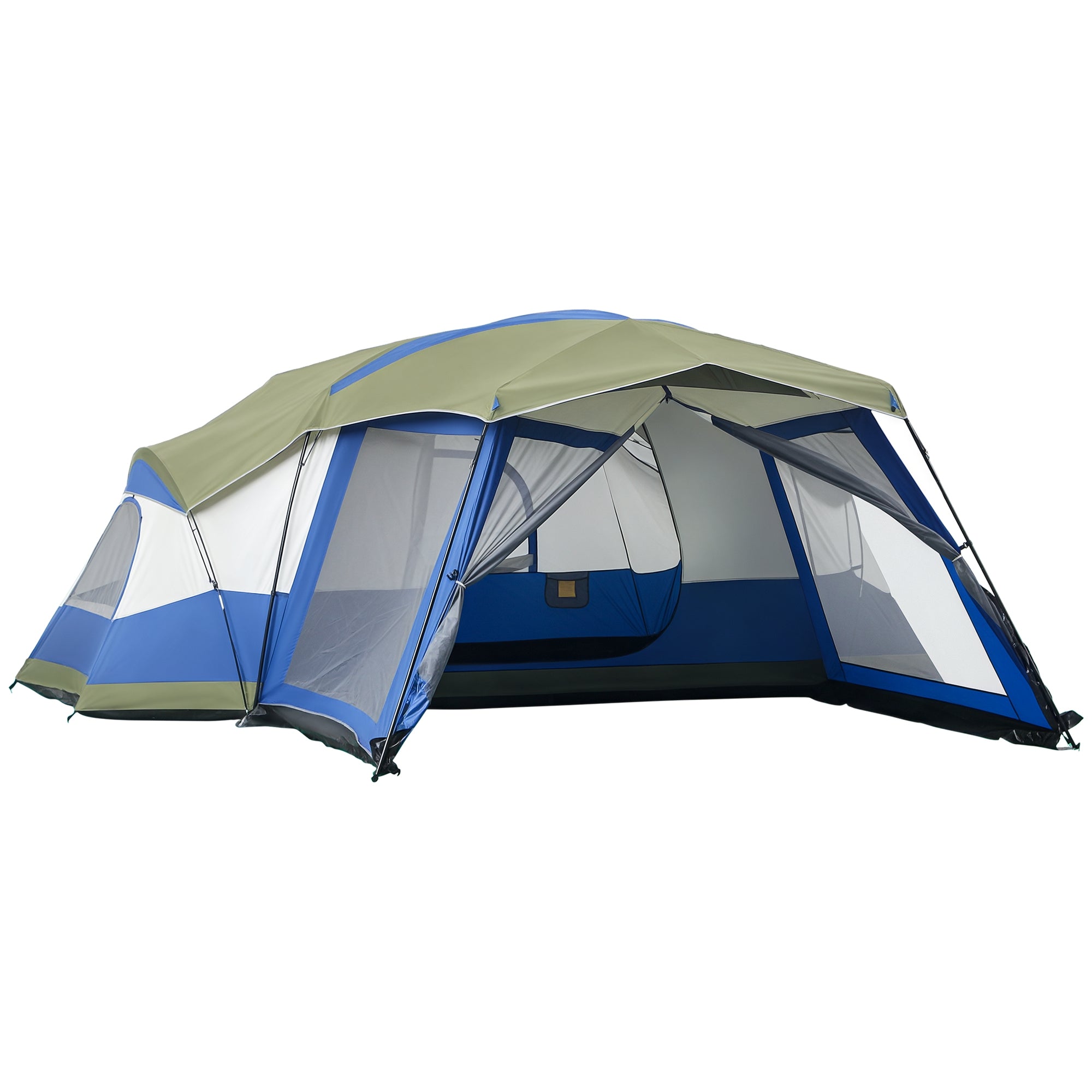 Campingtelt 6-8 personers telt familietelt med forhal, glasfiber, blå, 518 x 487 x 237 cm