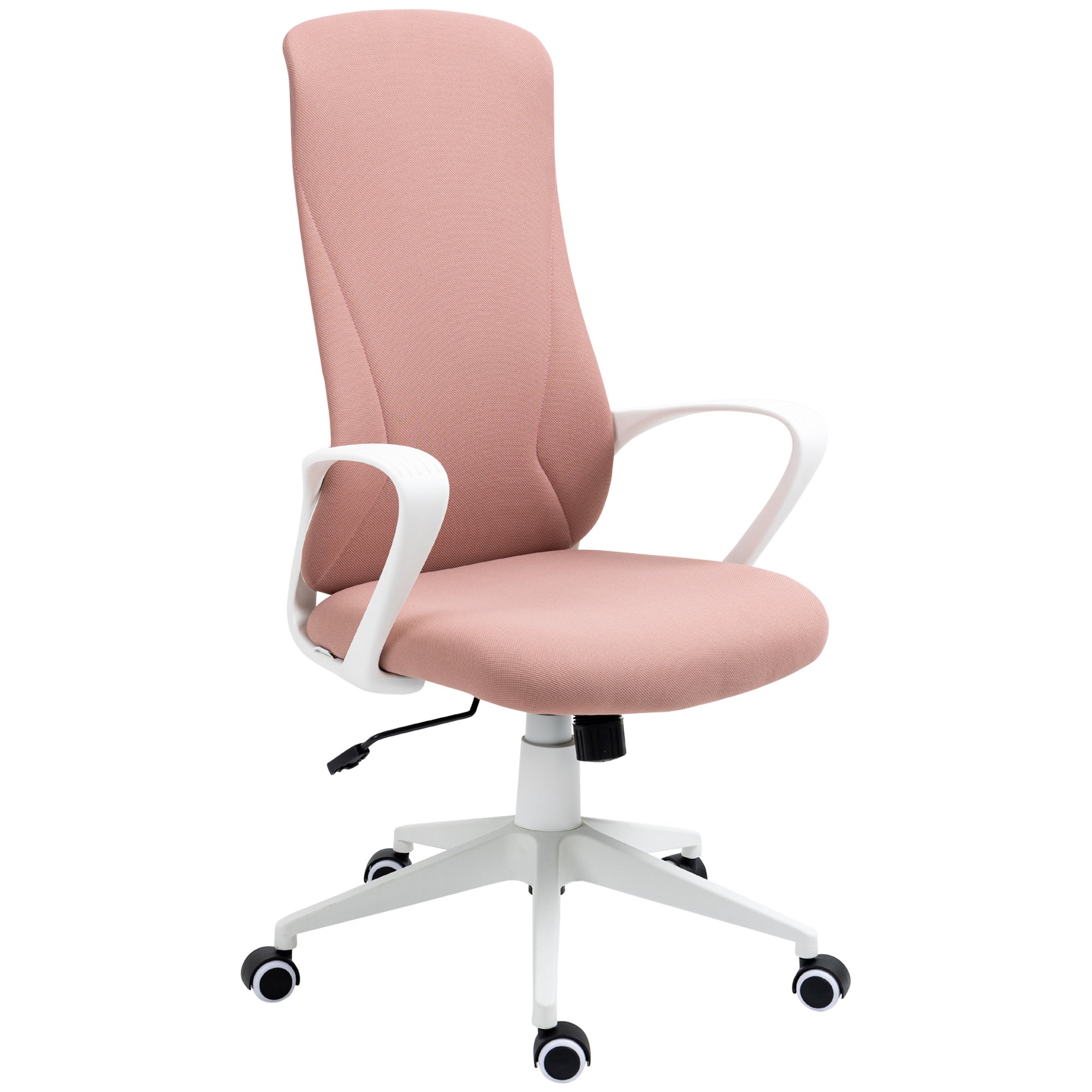Kontorstol, computerstol, vipbart ryglæn, drejelig, højdejusterbar, 62x56x110-119,5 cm, pink
