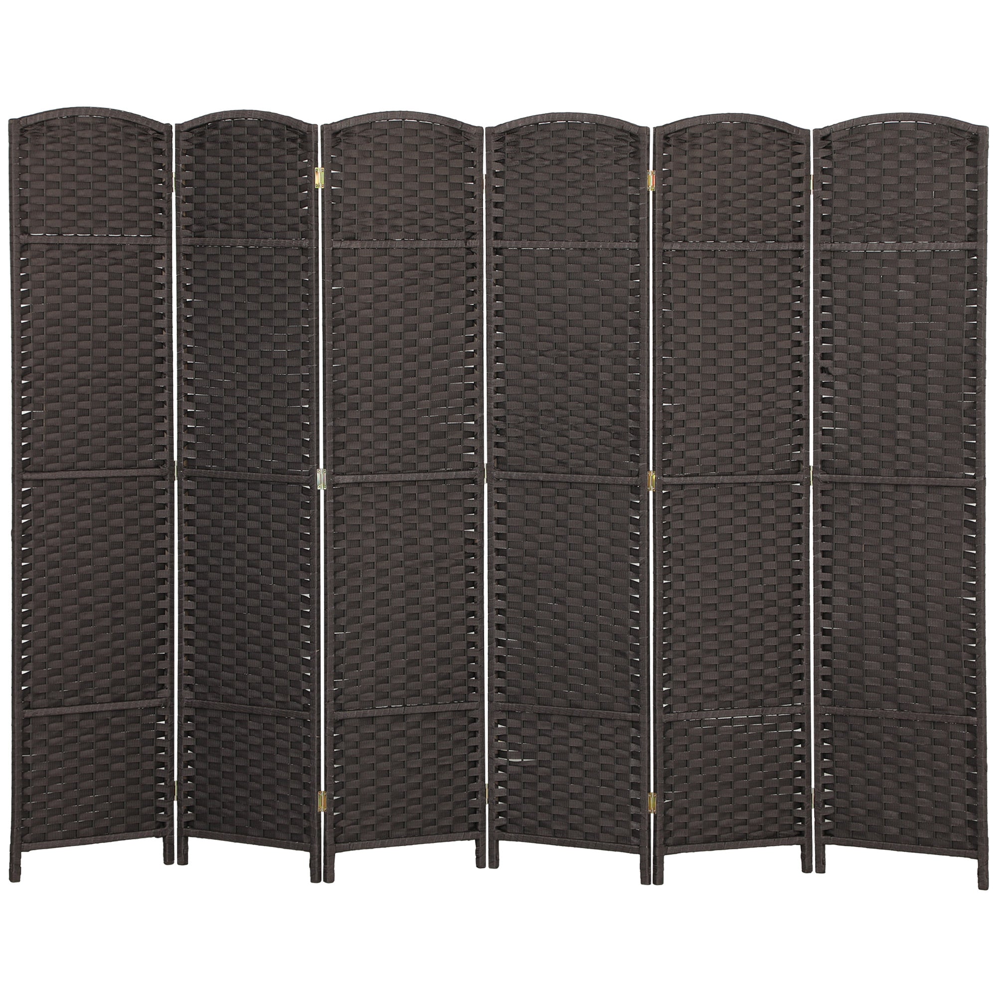 6-Panels rumdeler, foldbar skærm, skærm til stue, soveværelse, hjemmekontor, brun