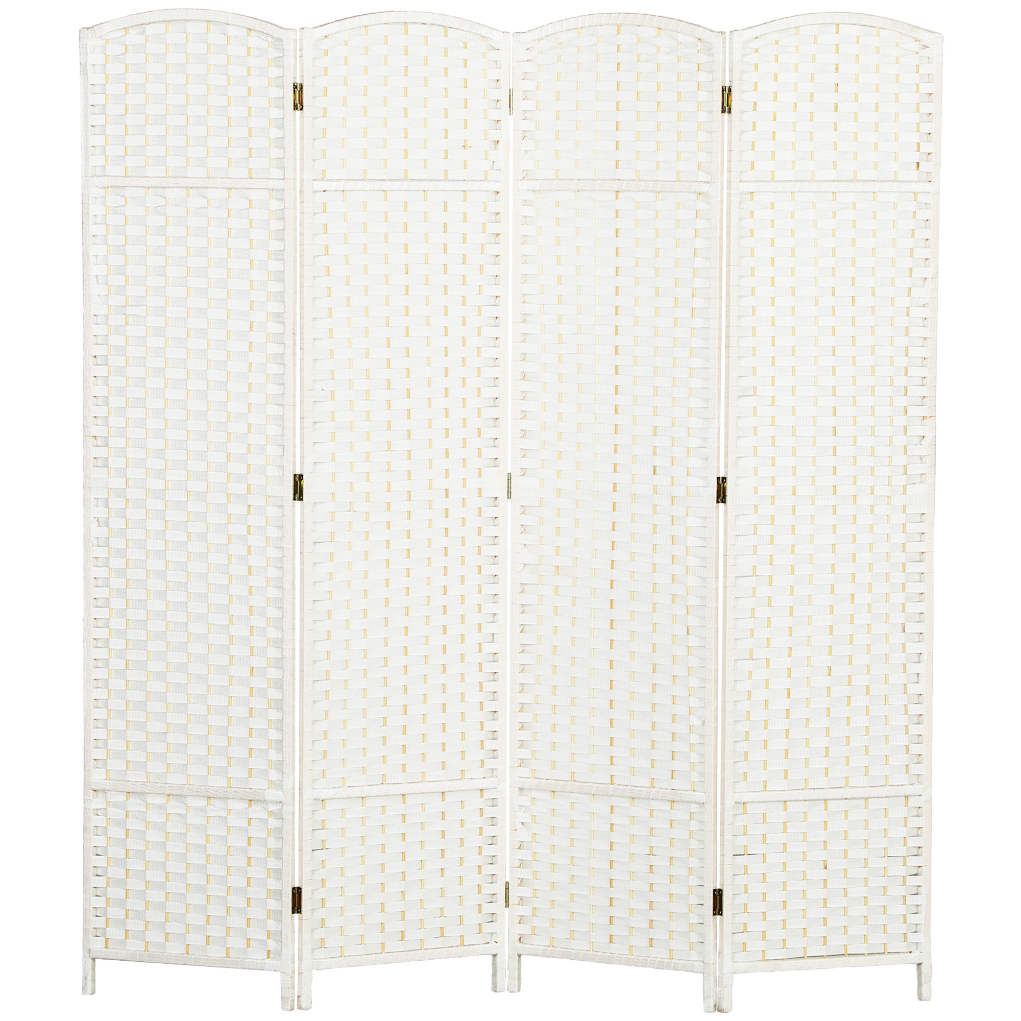 4-Panels rumdeler, foldbar skærm, skærm til stue, soveværelse, hjemmekontor, hvid
