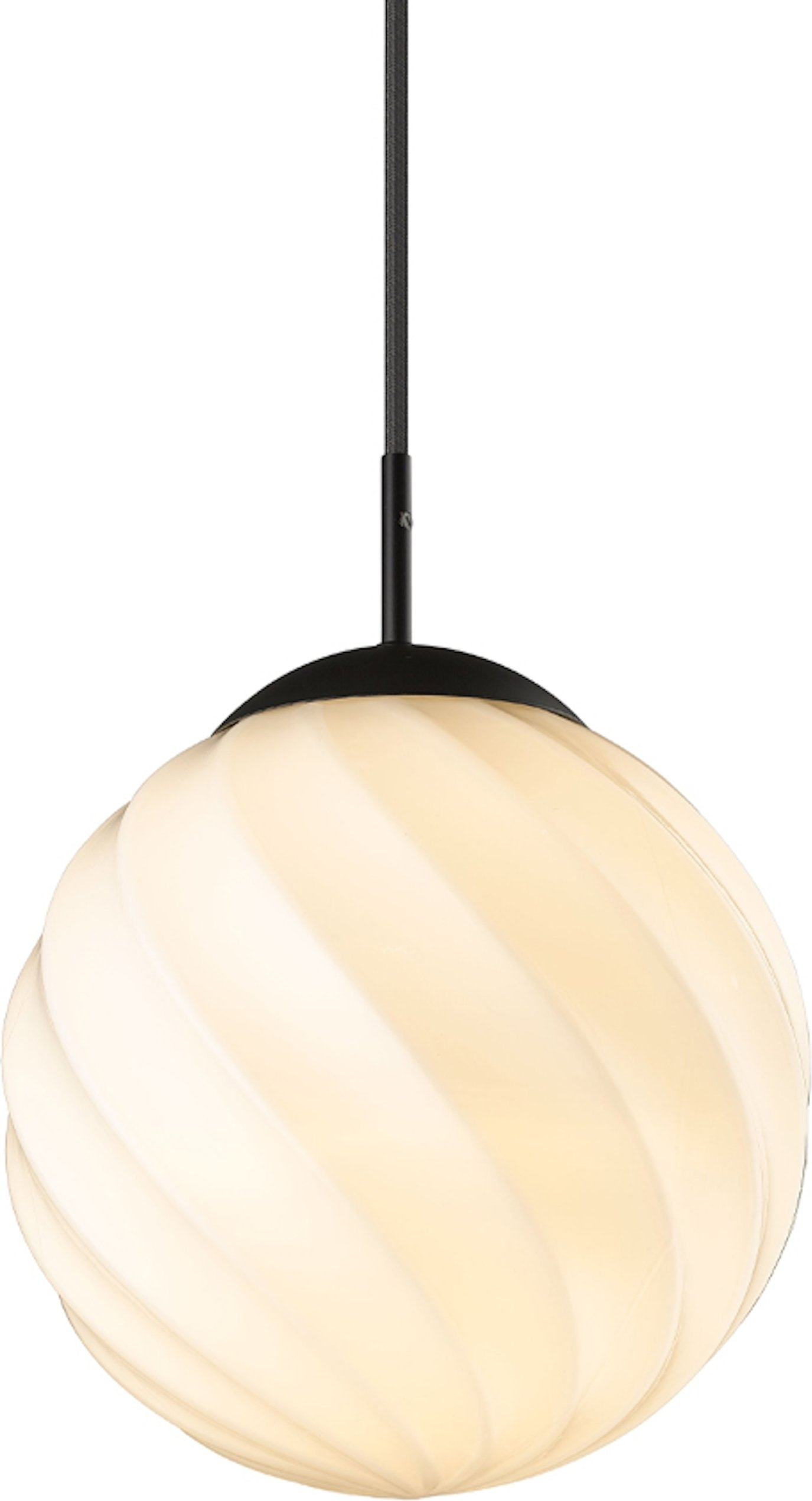 Pendel lampe Halo Design Twist cafépendel Ø25 x H25 cm opal/sort mundblæst glas