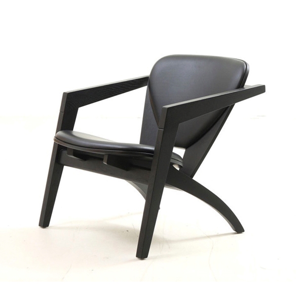 Wegner Butterfly GE460 stol - Sortbejdset eg - Sort læder : Erling Christensen Møbler