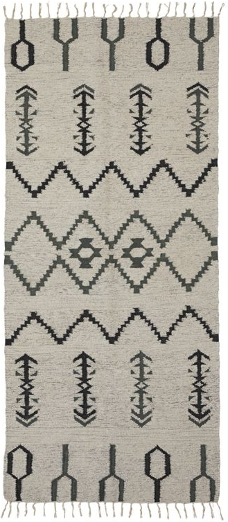 Gulvtæppe House Doctor Arte 100x240 cm råhvid håndvævet geometrisk mønster bomuld/uld/polyester