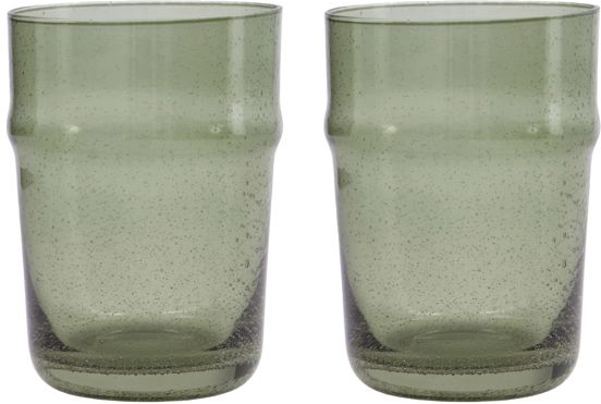Drikkeglas House Doctor Rain 2-pak Ø7,5 x H10,5 cm grøn med fine luftbobler
