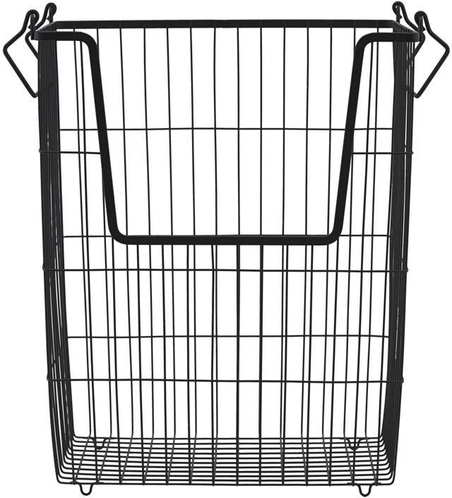 Opbevaringskurv House Doctor Taw Sort Jern 32Ã27Ã42 cm med håndtag og frontåbning