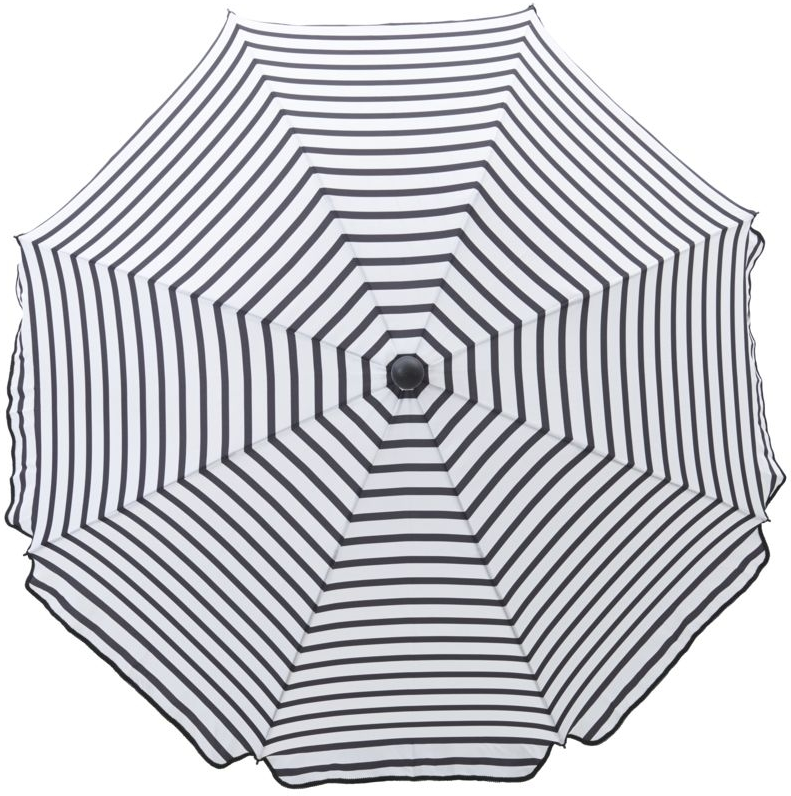 Solparasol House Doctor Oktogon sort/hvid stribet Ø180 cm holdbar stål/polyester