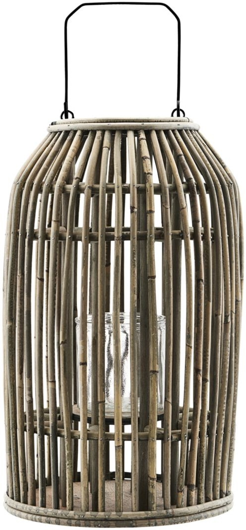 Lanterne House Doctor Ova i natur rattan med glasindsats og metalhank Ø25x42 cm