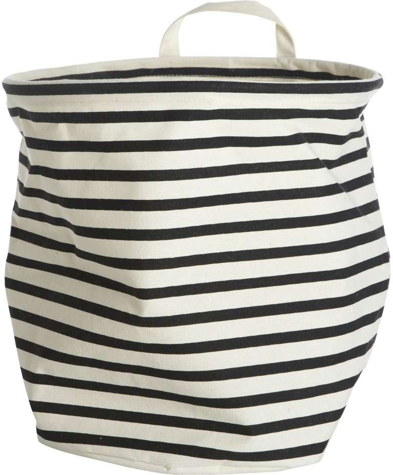 Vasketøjskurv House Doctor Stripes med PE-coating Ø30 x H30 cm sort/hvid