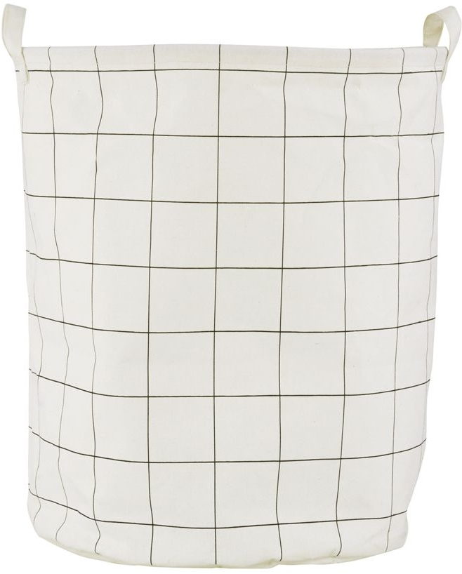 Vasketøjskurv House Doctor Squares Ø40 x H50 cm hvid ternet opbevaringskurv