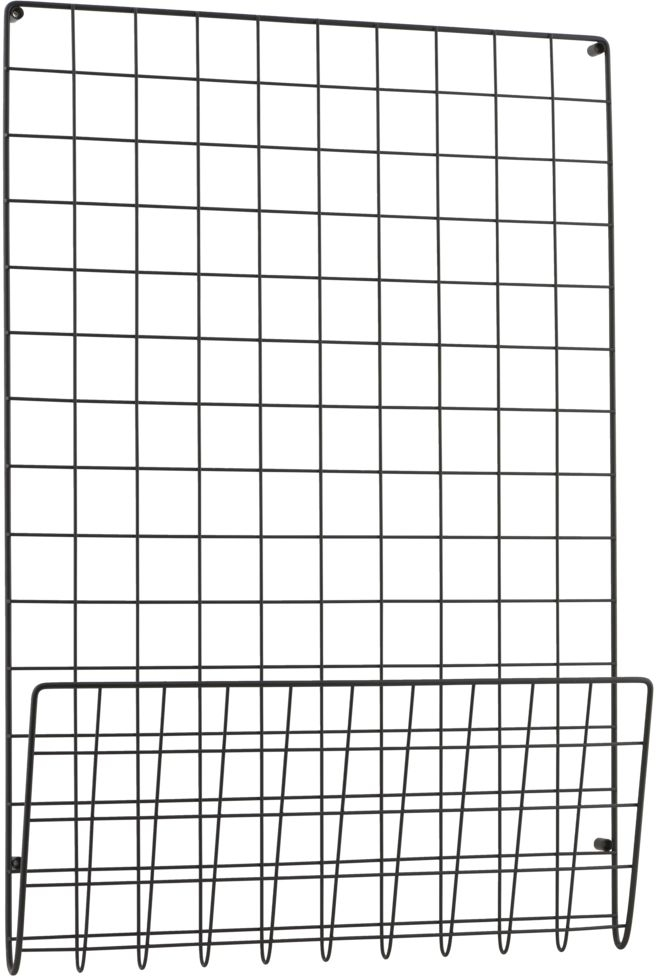 Opslagstavle House Doctor Mesh i sort stål H72,5 x B6 x L50 cm  -  vægopbevaring til postkort og noter