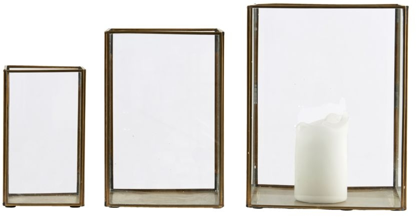 Lanterner sæt House Doctor Pillar, 3 størrelser, messing/zink/jern/glas, tidløst minimalistisk