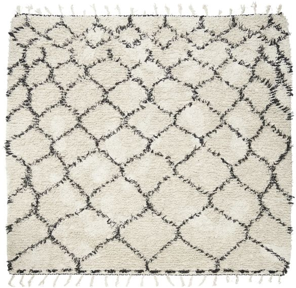Gulvtæppe House Doctor Zena 180x180 cm hvid/sort 100 % bomuld