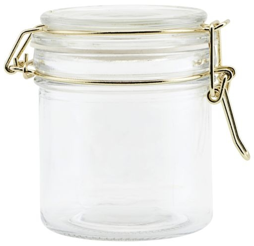 Opbevaringsglas House Doctor Vario opbevaringskrukke Ø8,2 x H9,5 cm klar glas med messinglåg