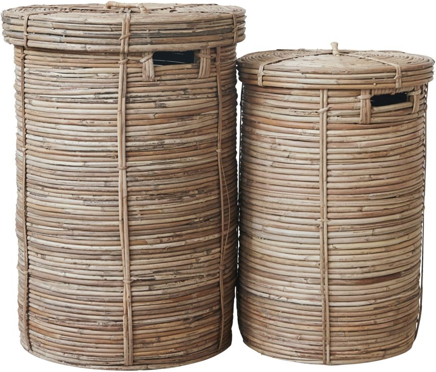 Vasketøjskurve House Doctor Chaka sæt 2 stk natur rattan Ø45 x H64 cm