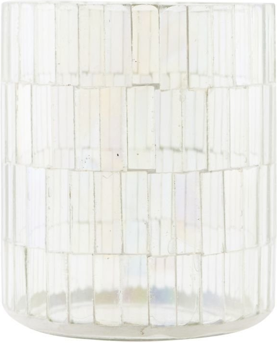 Fyrfadsstage House Doctor Mosaic  -  glas og cement Ø8,5 x H10 cm