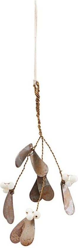Juleornament House Doctor Mistletoe Mistelten antik metallisk 12Ã15 cm med hvide perler