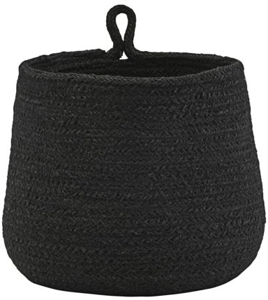 Opbevaringskurv House Doctor Hang natur søgræs sort Ø18ÃH16 cm med hank