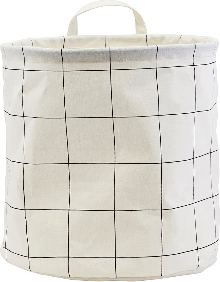 Vasketøjskurv House Doctor Squares Ø30 x H30 cm sort/hvid i bomuld/polyester/rayon