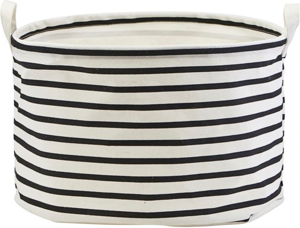 Vasketøjskurv House Doctor Stripes sort/hvid opbevaringskurv Ø40ÃH25 cm