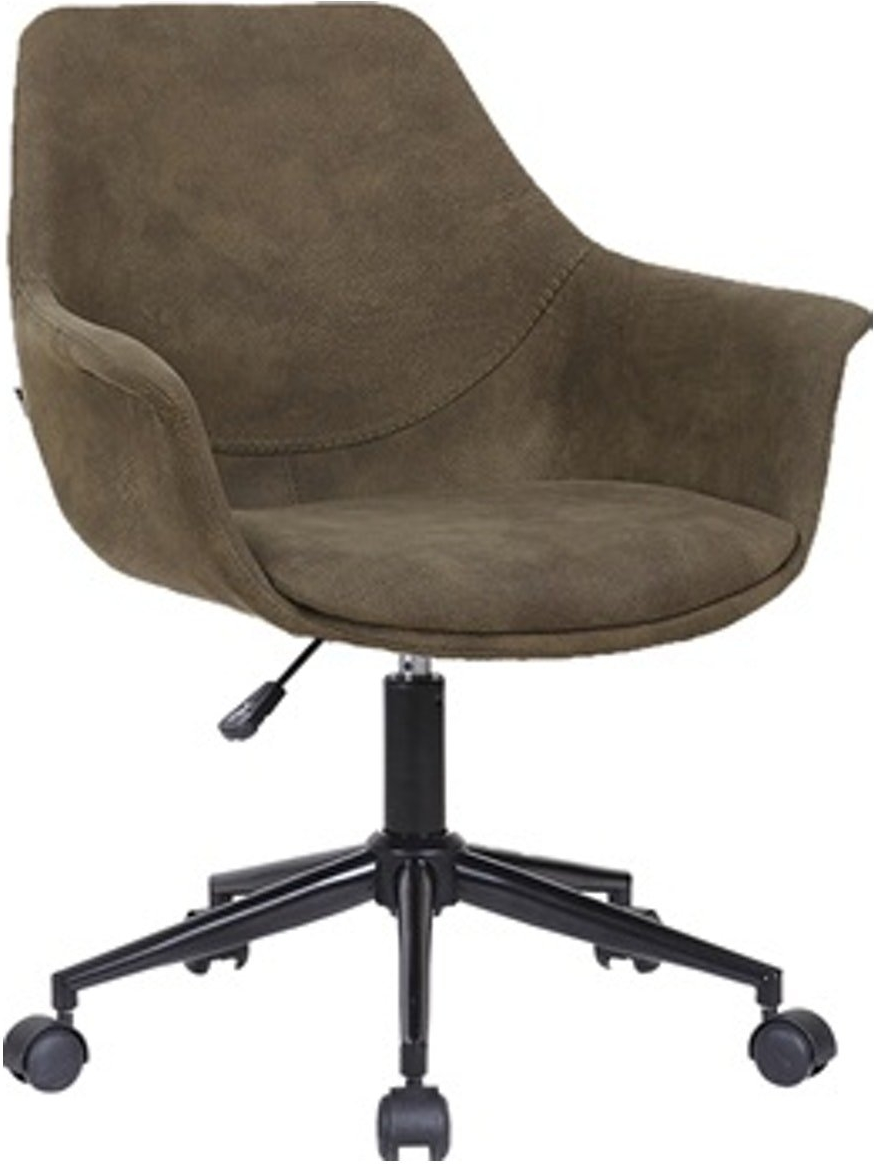 Kontorstol House of Sander Edda  -  oliven polyester imiteret ruskind ergonomisk arbejdsstol med hjul