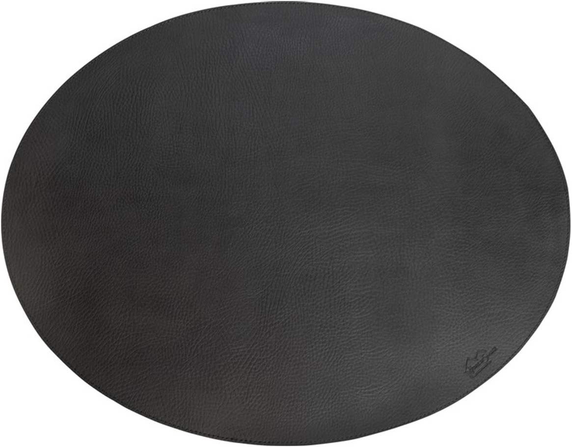 Dækkeserviet House of Sander Oval bonded læder sort 36 x 44,5 cm