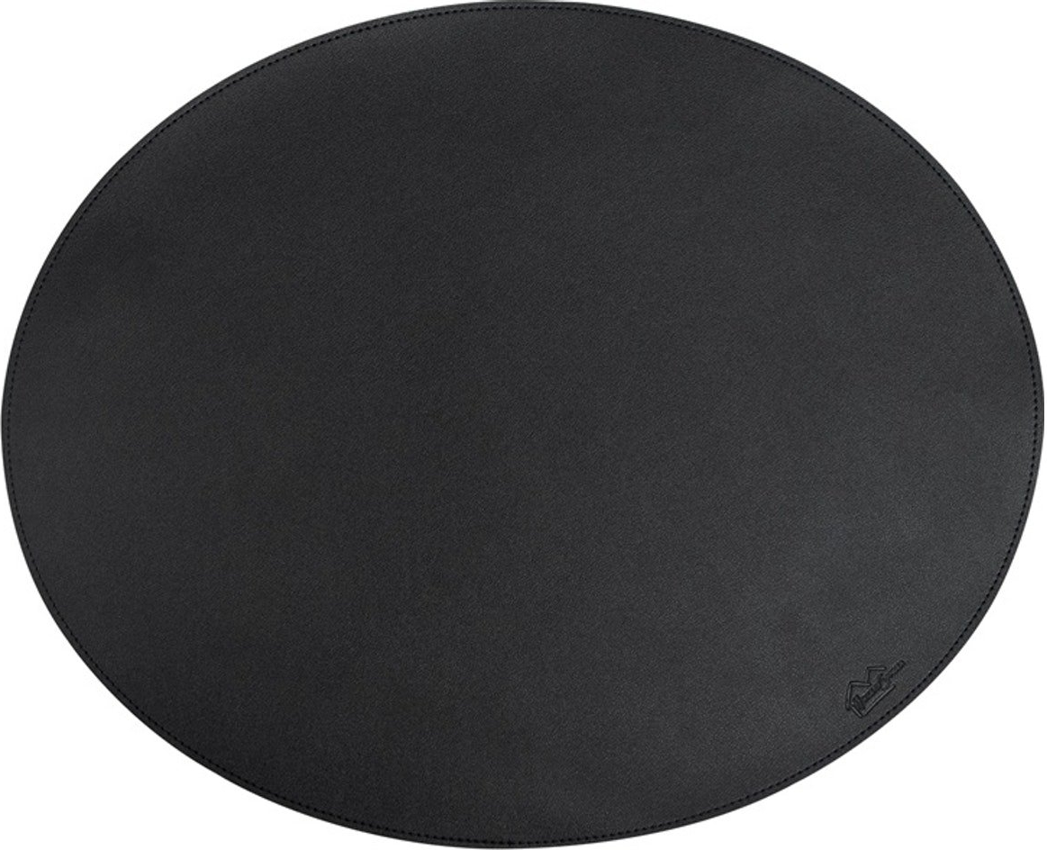 Dækkeserviet oval House of Sander SOFT bordmåtte i sort PU-læder 36,5x44,5 cm