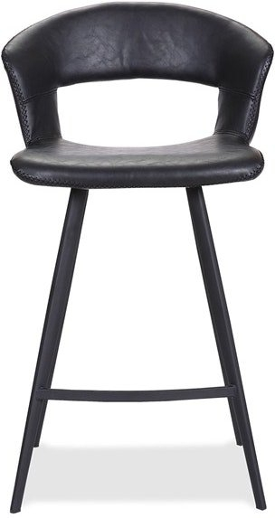 Barstol House of Sander Tora  -  sort kunstlæder med tværgående fodskammel, sædehøjde 65/73 cm